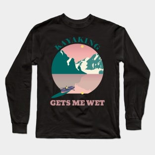 Kayaking Gets Me Wet Circle Landscape Long Sleeve T-Shirt